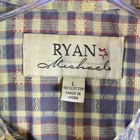 Ryan Michael Shirt Men's Sz L Plaid Western Pearl Snap Buttons‎ Cowboy - Picture 5 of 10